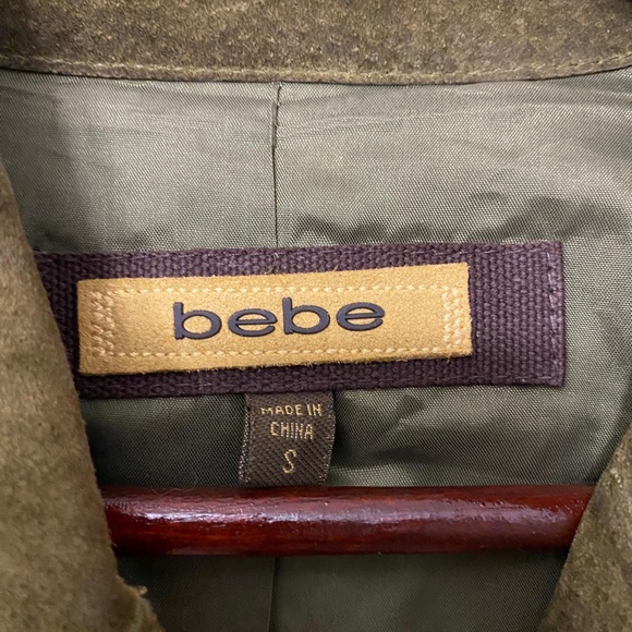 bebe Olive Green Suede Bomber Jacket - Picture 4 of 4